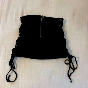 Lace up mini skirt